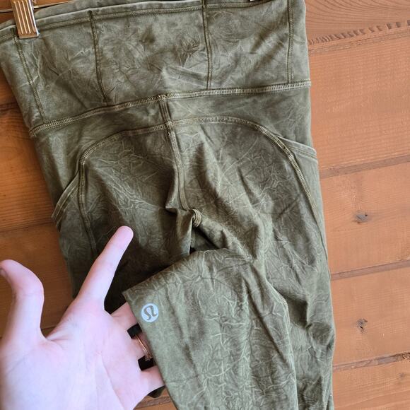 Lululemon Fast & Free High Rise Tight 25" Ice Dye Wash Moss Green 2 Nulux W5CTRS - Picture 6 of 7